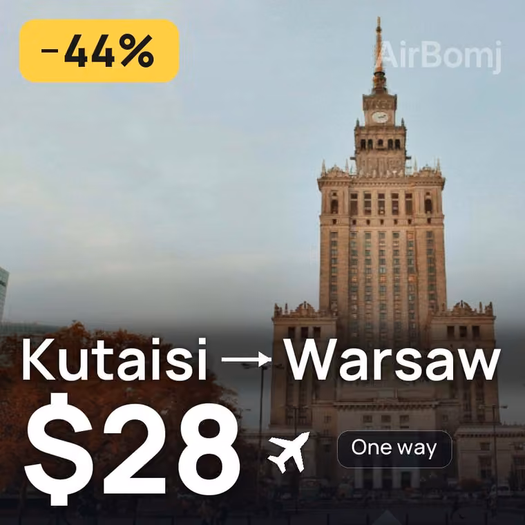 Kutaisi → Warsaw for $28