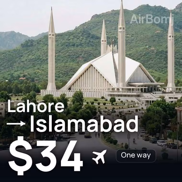 Lahore → Islamabad for $38