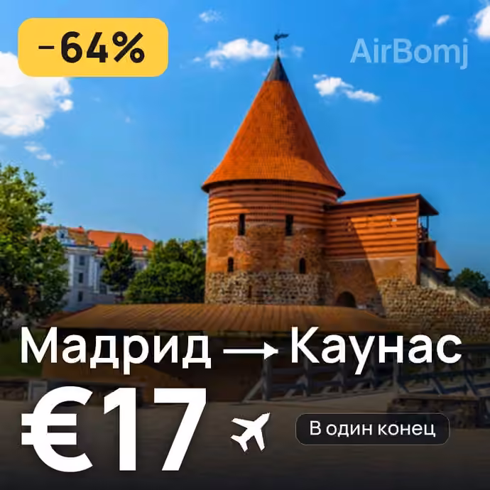 Мадрид → Каунас за €17