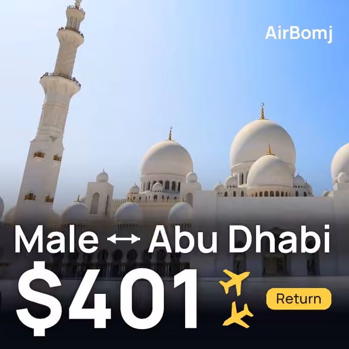 Male → Abu Dhabi for $401