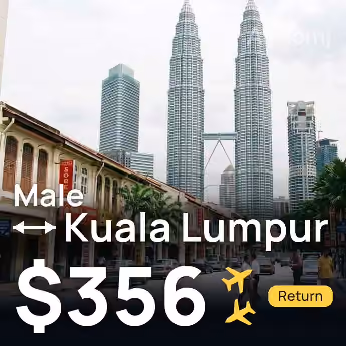 Male → Kuala Lumpur for $356