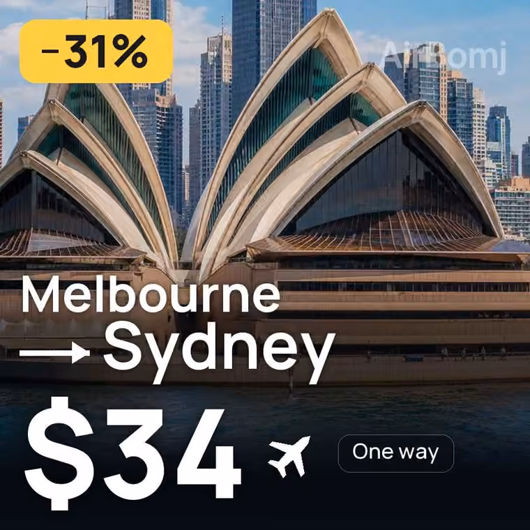 Melbourne → Sydney for $34
