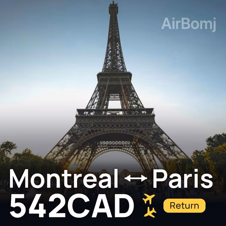 Montreal → Paris for 542 CAD