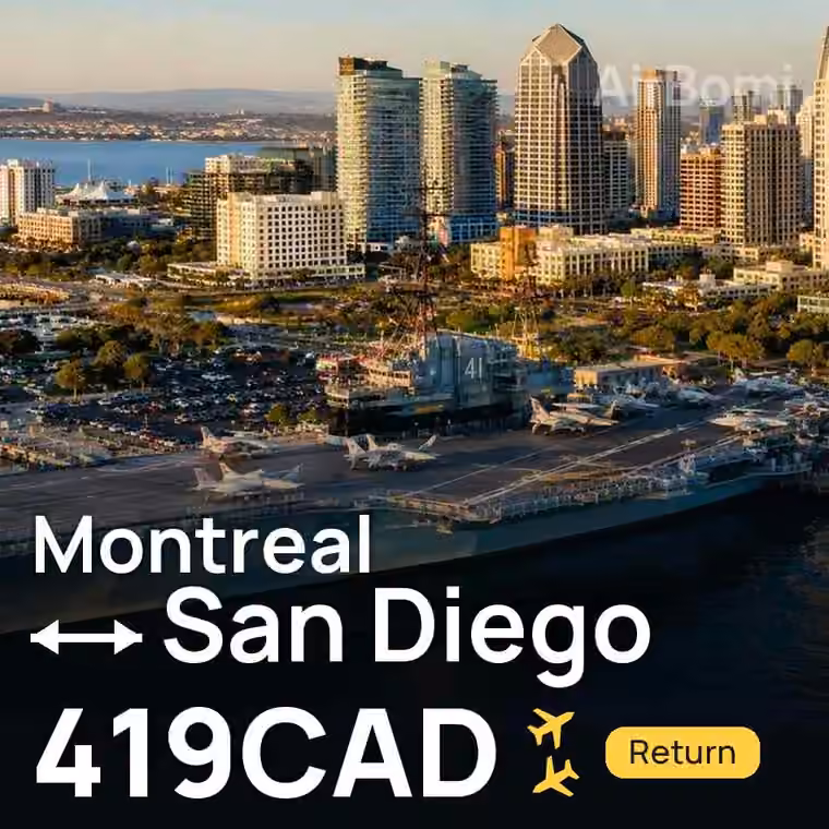 Montreal → San Diego for 419 CAD