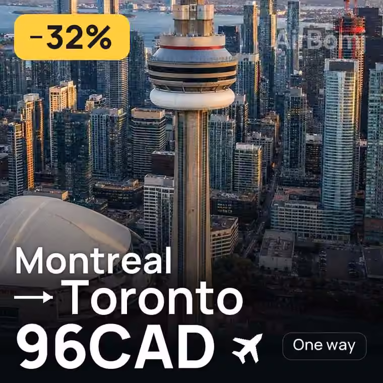 Montreal → Toronto for 96 CAD