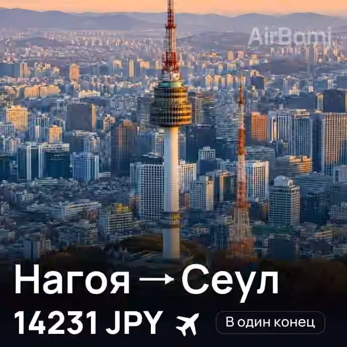 Нагоя → Сеул — лучшая цена 13407 JPY
