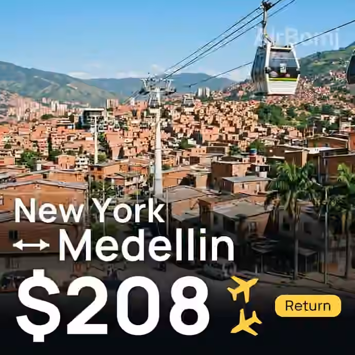 New York → Medellin for $208