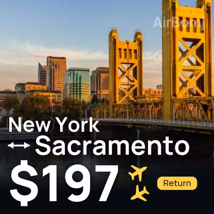 New York → Sacramento for $197