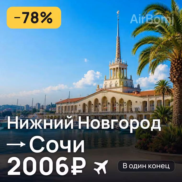 Нижний Новгород → Сочи за 2006₽