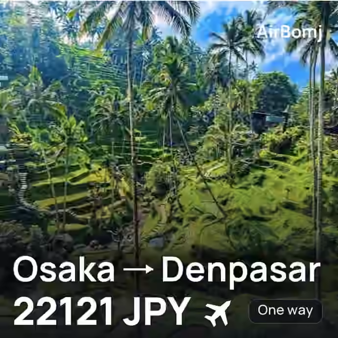 Osaka → Denpasar (Bali) for 22121 JPY