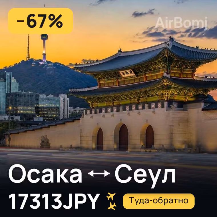 Осака → Сеул за 17313JPY