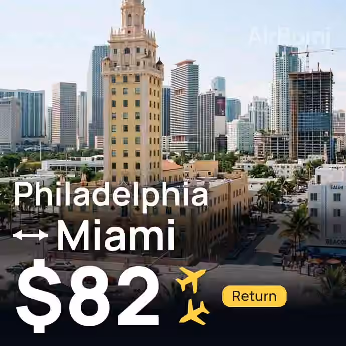 Philadelphia → Miami for $82