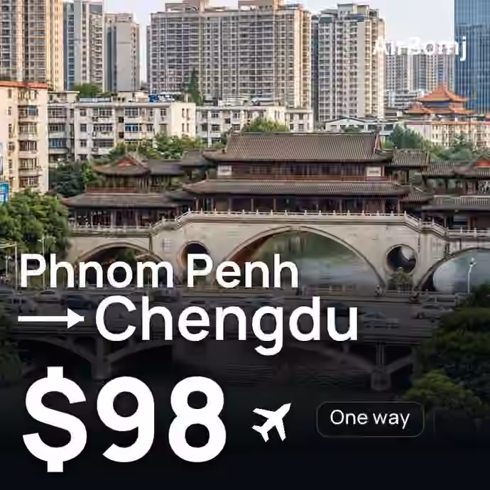 Phnom Penh → Chengdu for $98