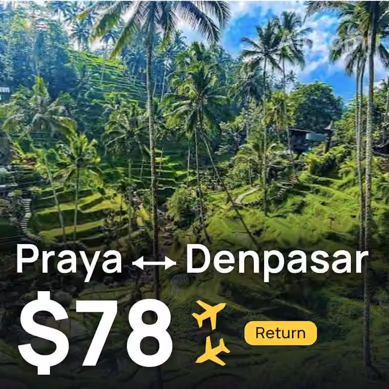 Praya → Denpasar (Bali) for $78