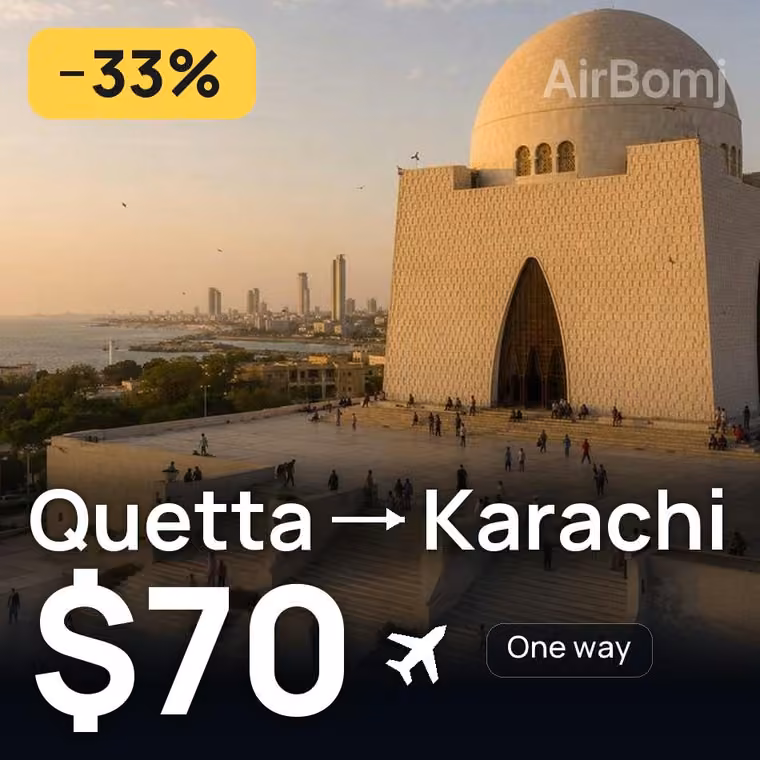 Quetta → Karachi for $70