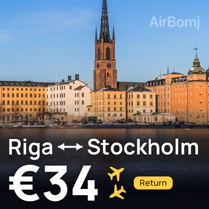 Riga → Stockholm for €34