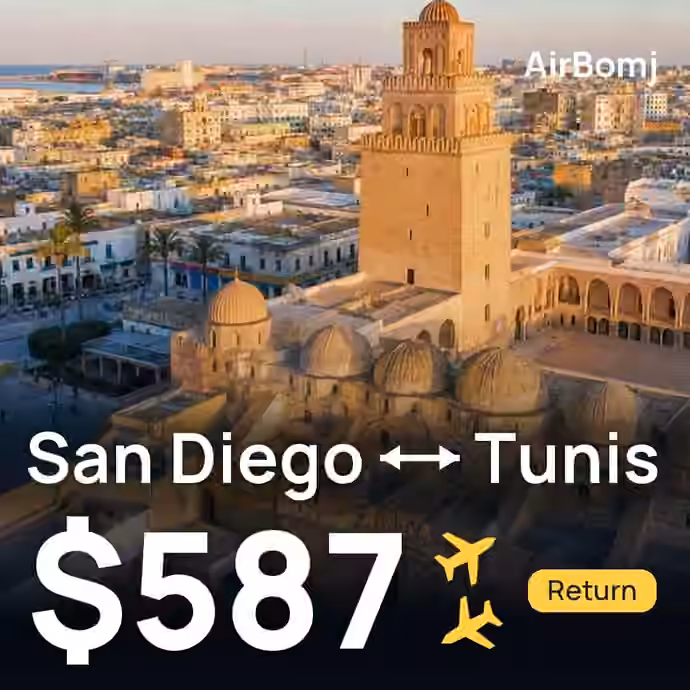 San Diego → Tunis for $587