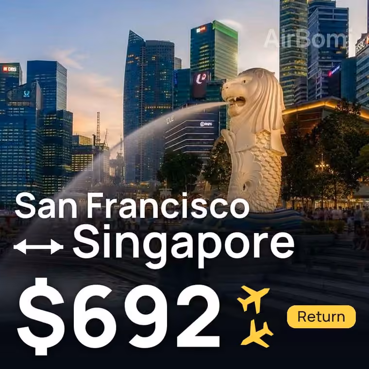 San Francisco → Singapore for $692