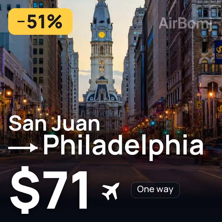 San Juan → Philadelphia for $71