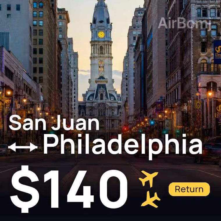 San Juan → Philadelphia for $140