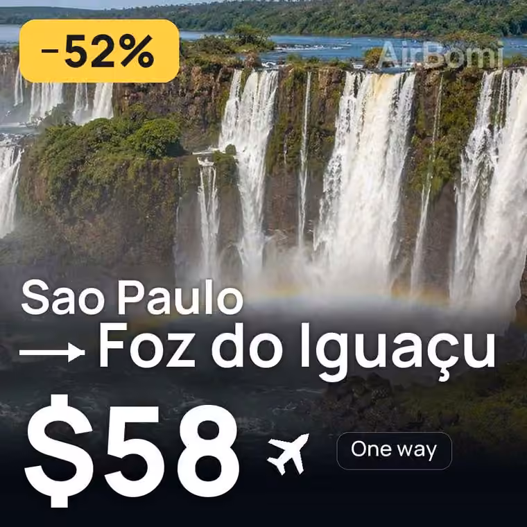 Sao Paulo → Foz do Iguaçu for $58