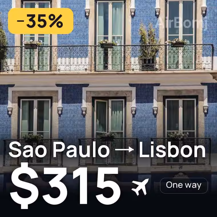 Sao Paulo → Lisbon for $315