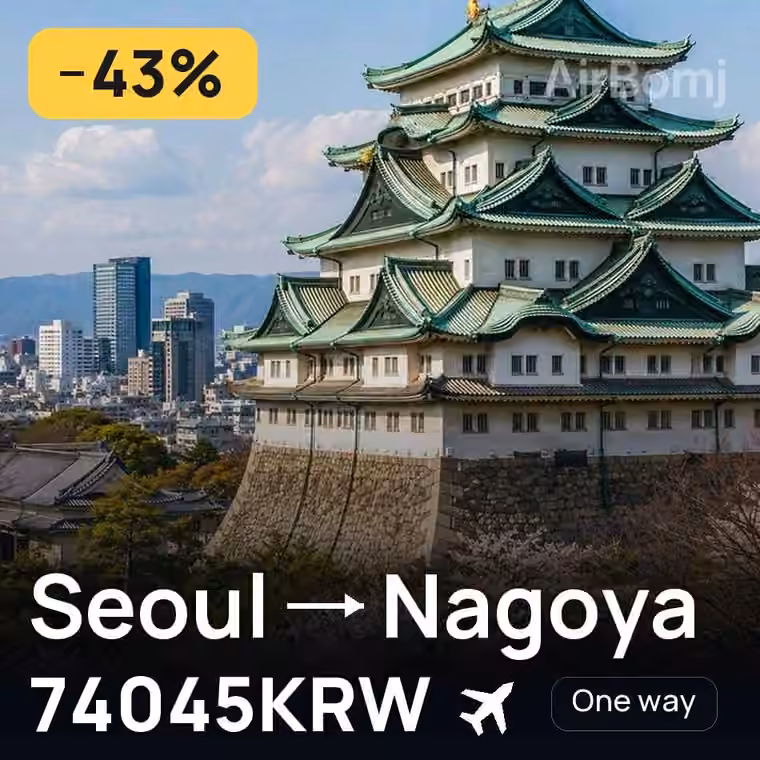 Seoul → Nagoya for 74045 KRW