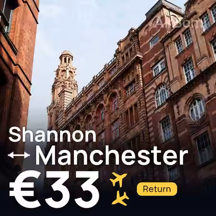 Shannon → Manchester for €33
