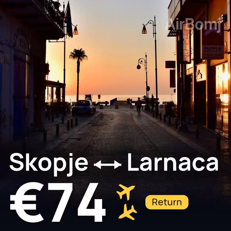 Skopje → Larnaca for €74