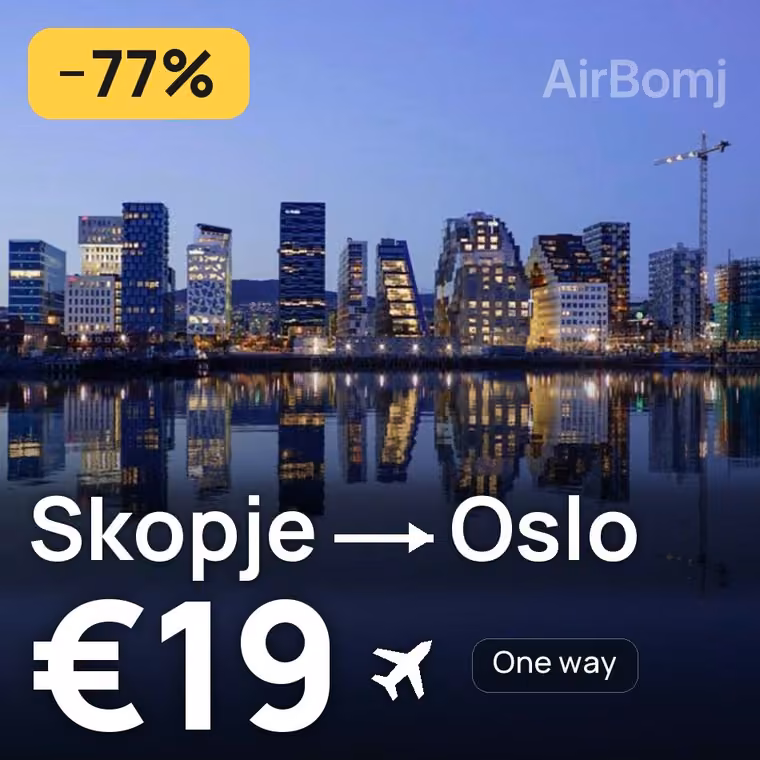 Skopje → Oslo for €19