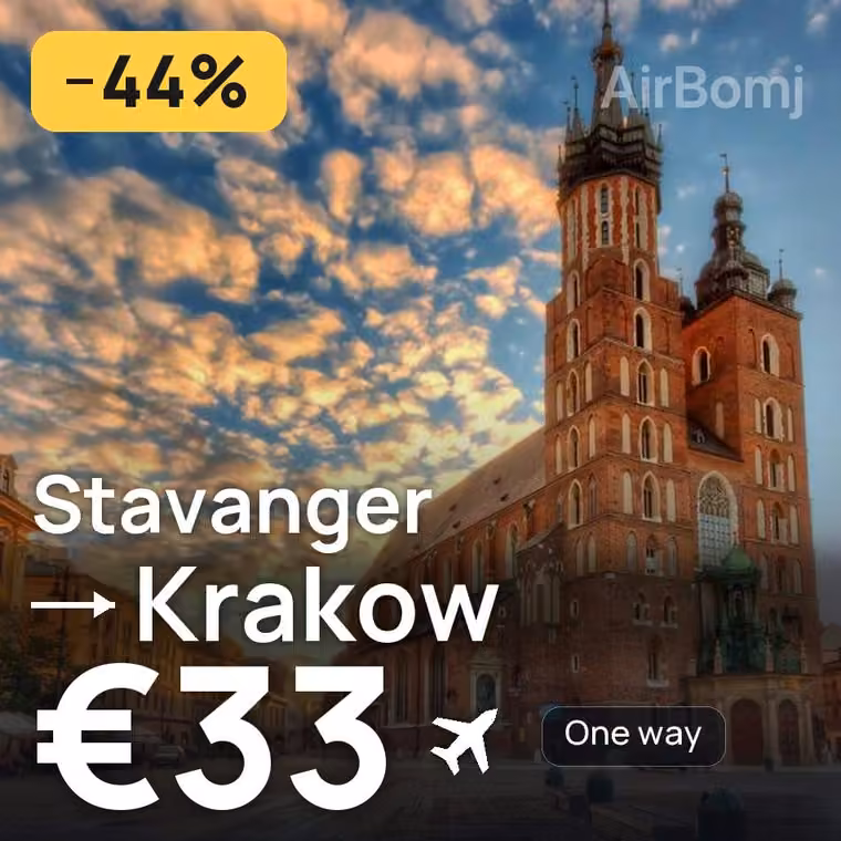 Stavanger → Krakow for €34