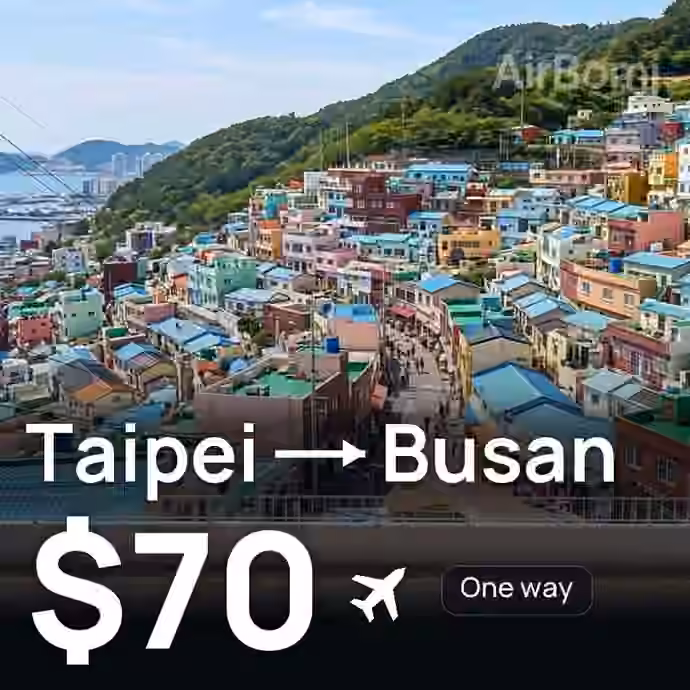 Taipei → Busan for $70