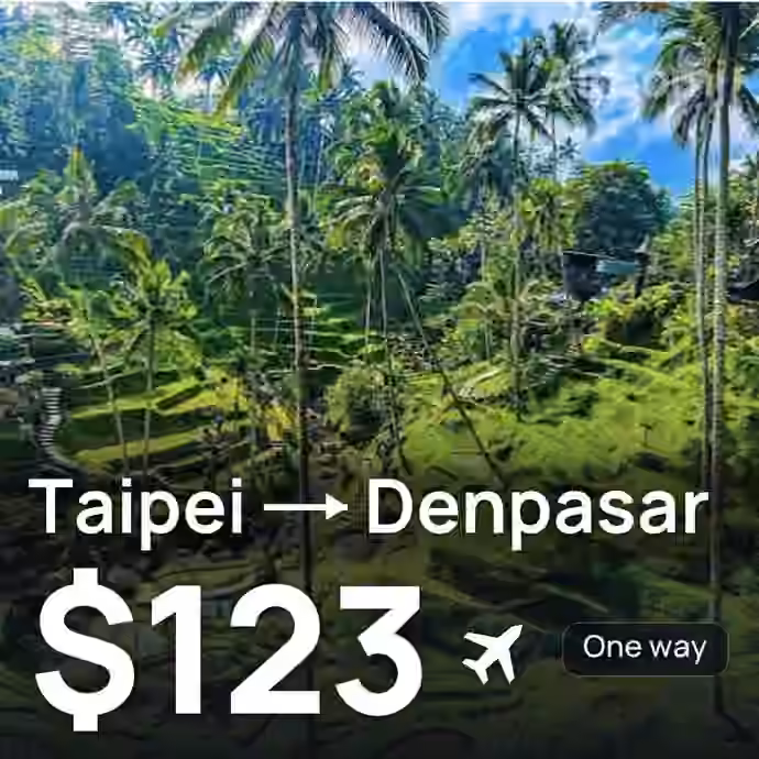 Taipei → Denpasar (Bali) for $123