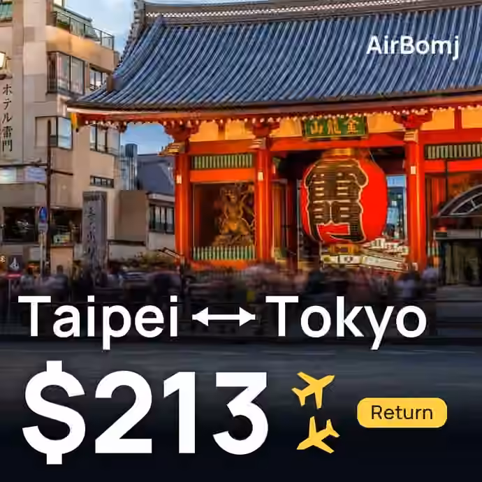 Taipei → Tokyo for $213