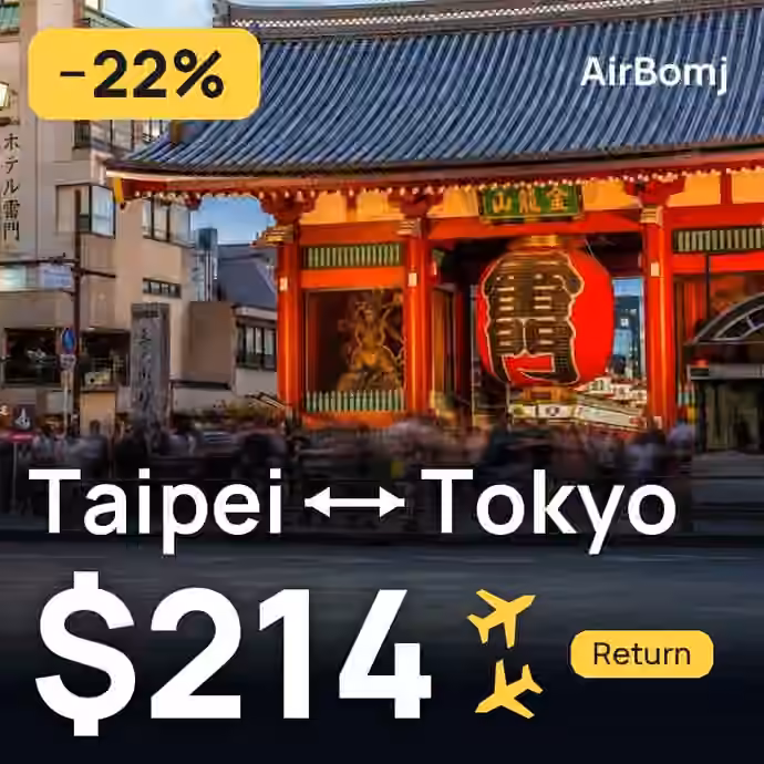 Taipei → Tokyo for $214