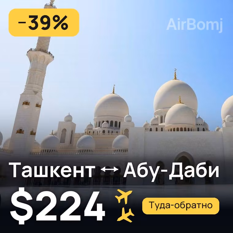 Ташкент → Абу-Даби за $224