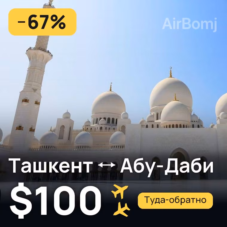 Ташкент → Абу-Даби за $100