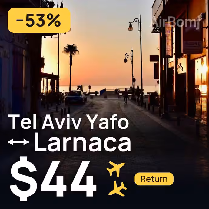 Tel Aviv Yafo → Larnaca for $44