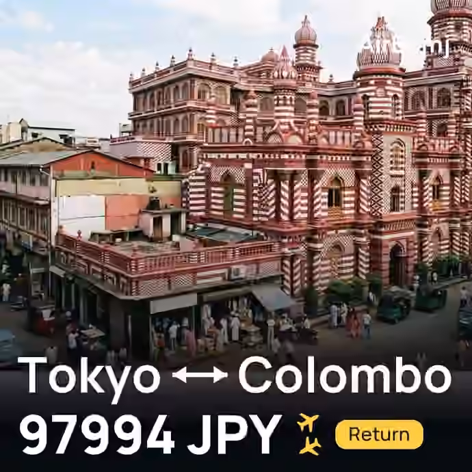 Tokyo → Colombo for 97994 JPY