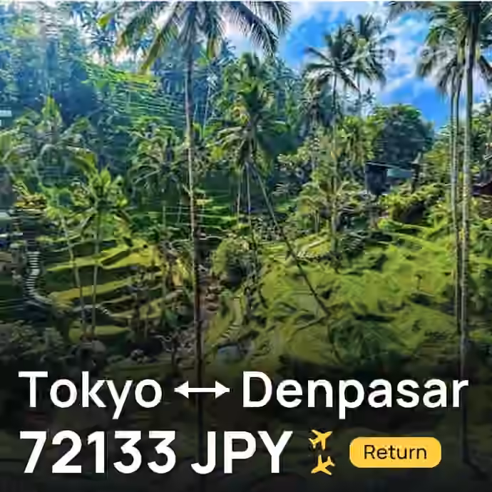 Tokyo → Denpasar (Bali) for 72133 JPY