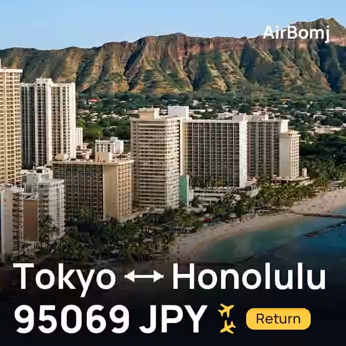 Tokyo → Honolulu for 95069 JPY