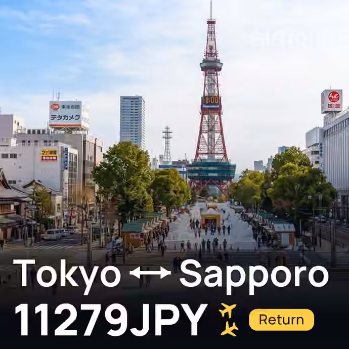 Tokyo → Sapporo for 11279 JPY