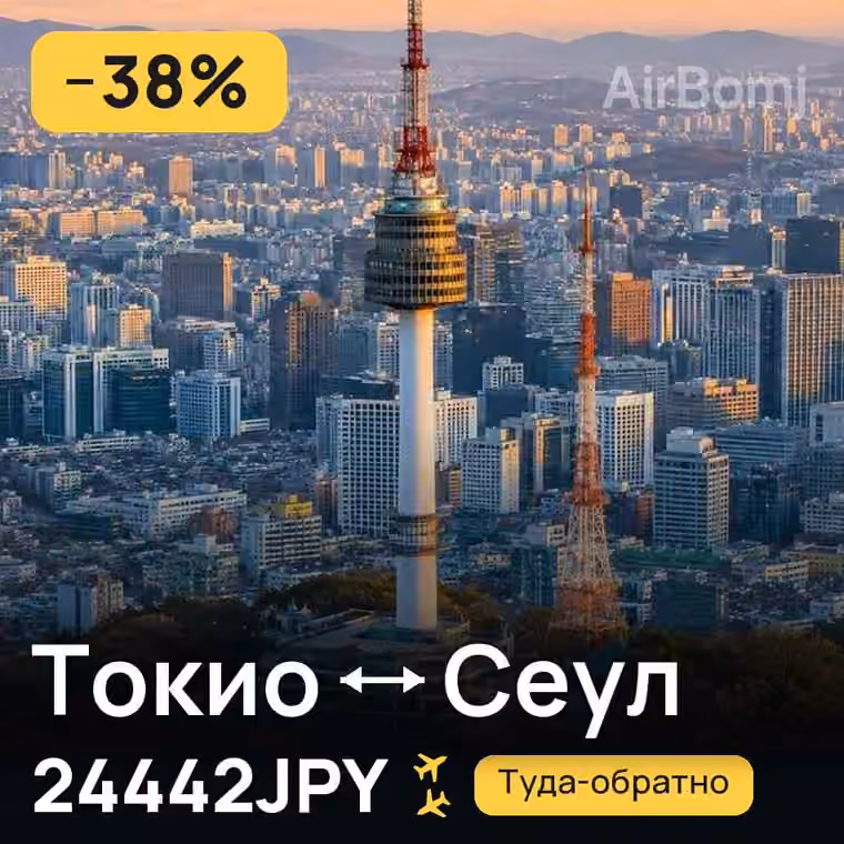 Токио → Сеул за 24442JPY