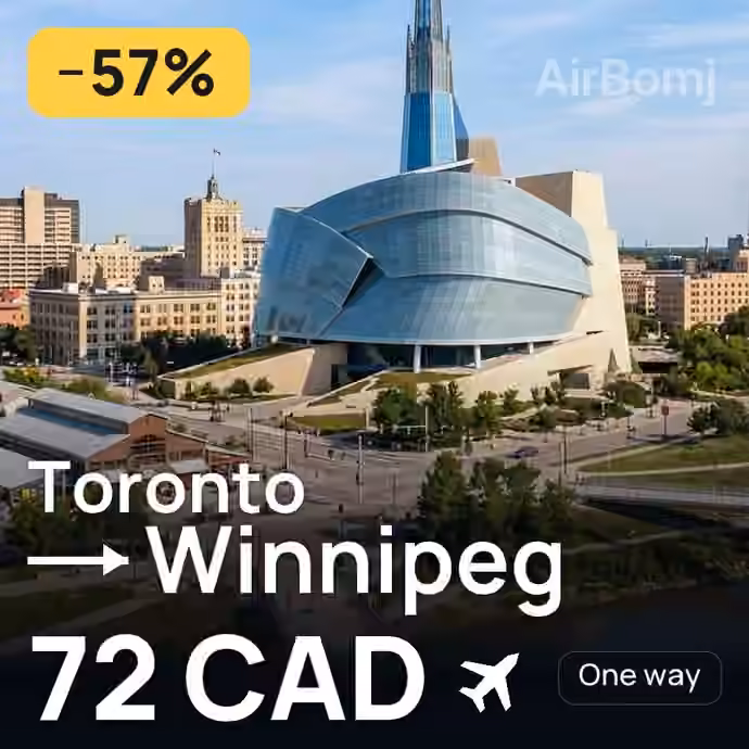 Toronto → Winnipeg for 72 CAD