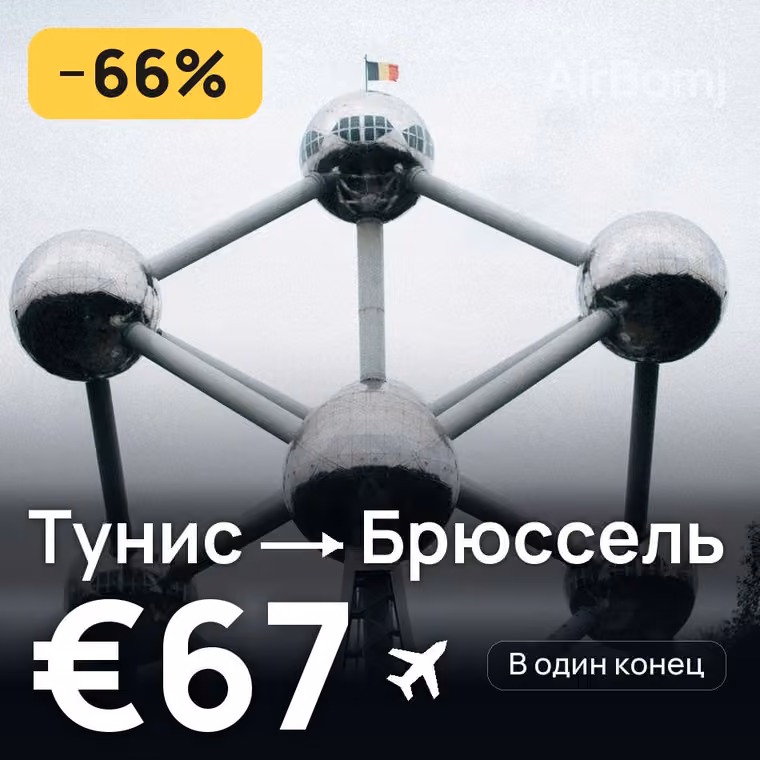 Тунис → Брюссель — лучшая цена €67