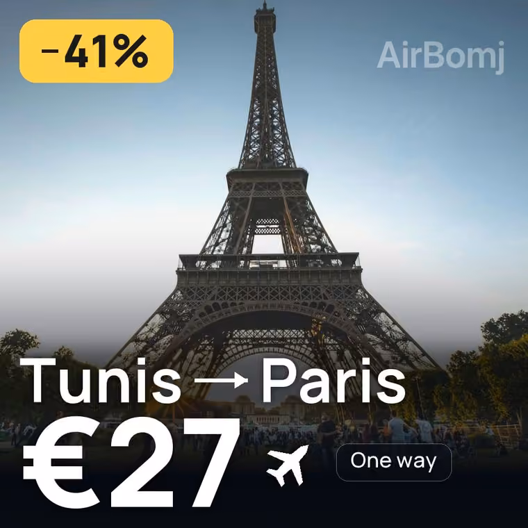 Tunis → Paris for €27
