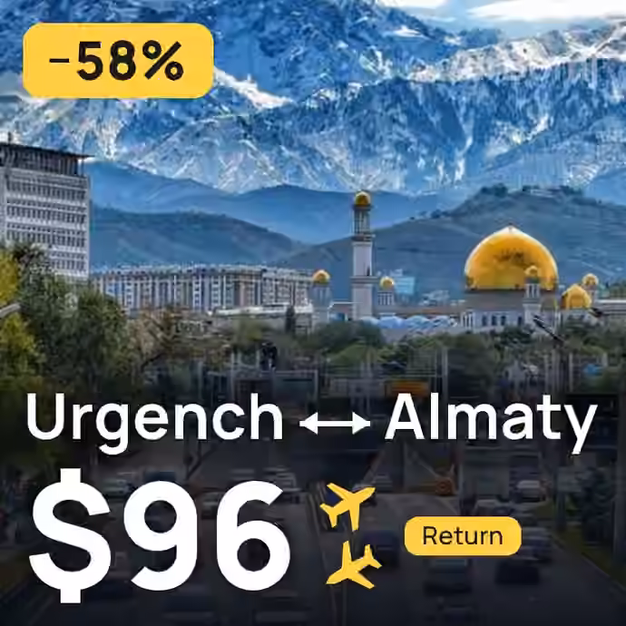 Urgench → Almaty for $96