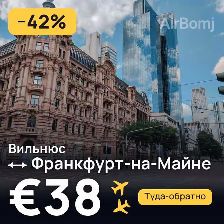 Вильнюс → Франкфурт-на-Майне за €38