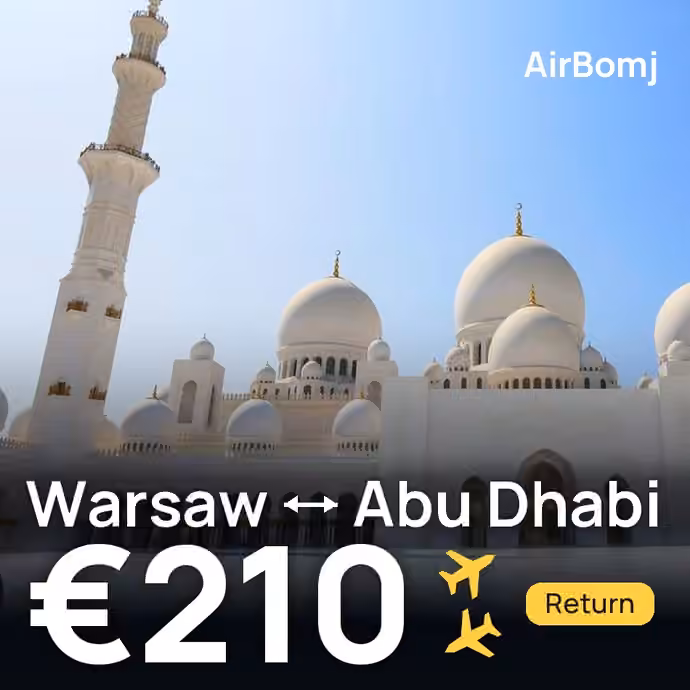 Warsaw → Abu Dhabi for €210