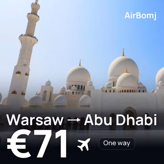 Warsaw → Abu Dhabi for €71